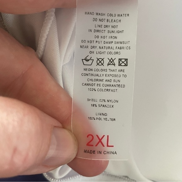 Long Sleeve Swim Shirt with Built-In Bra – Size 2XL – Blue & Rainbow - Picture 4 of 6